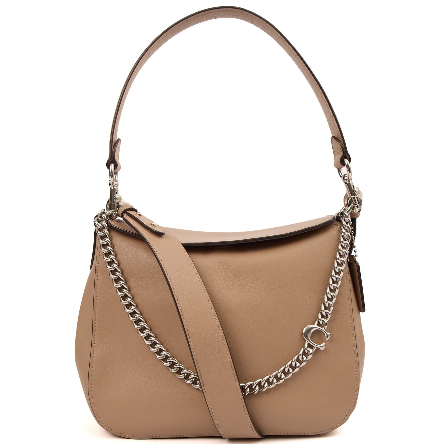 Coach Cross Body Tabby Chain Bag in Brown, Leather — Front View