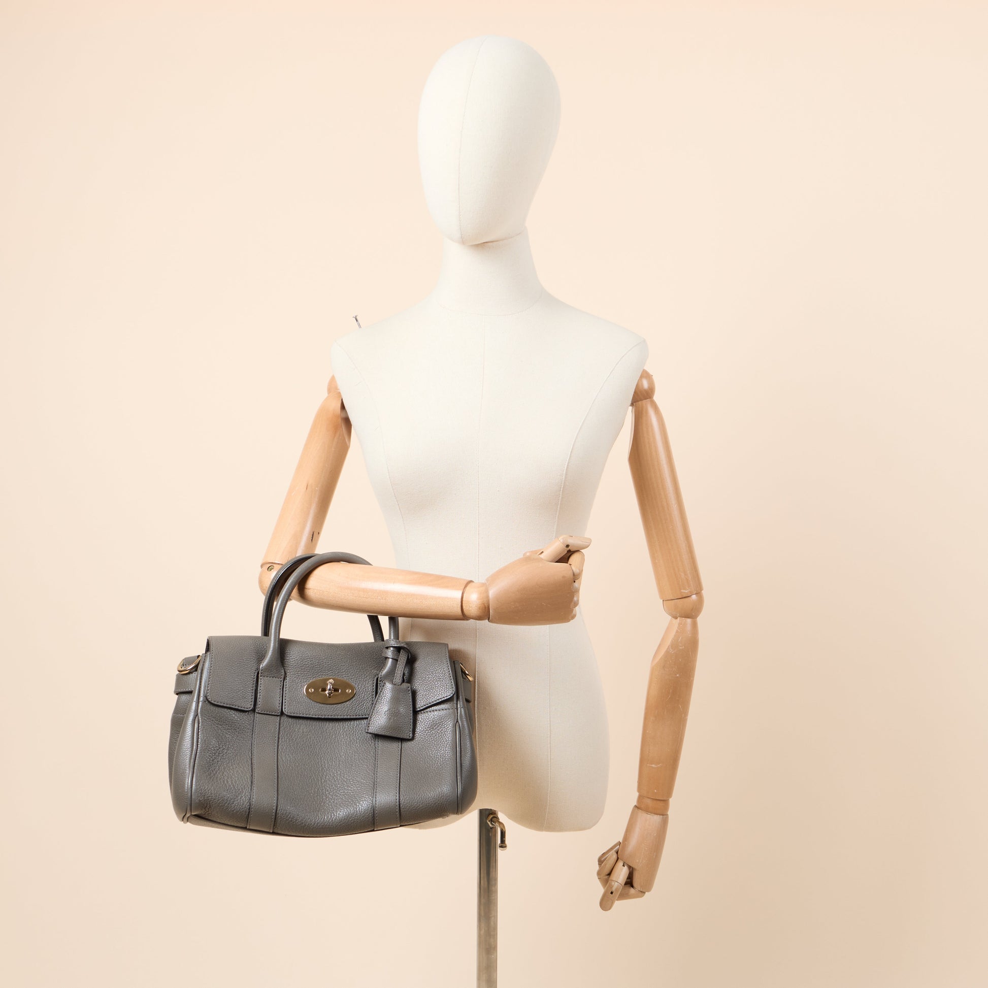 Mulberry Cross Body Bayswater with Strap- Small in Grey, Leather — Side View