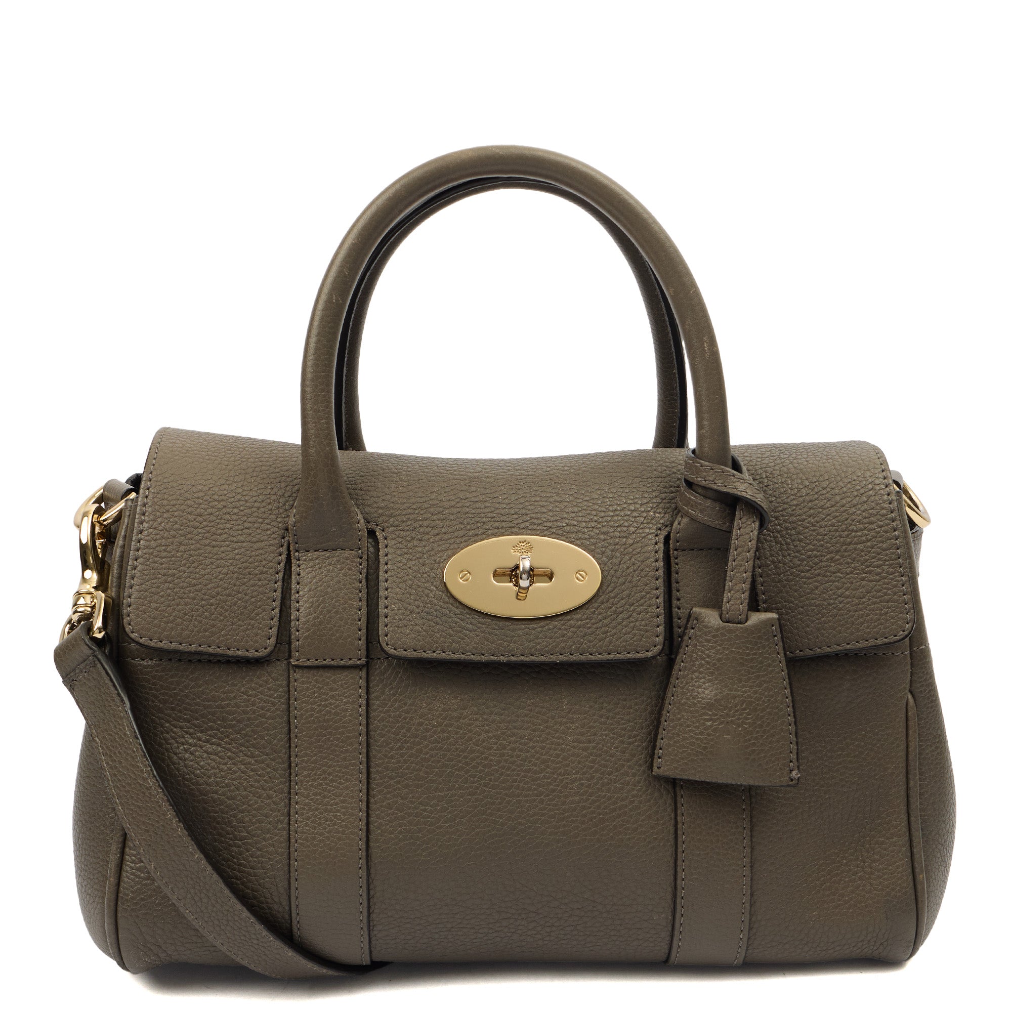 Mulberry Cross Body Bayswater with Strap- Small in Grey, Leather — Front View