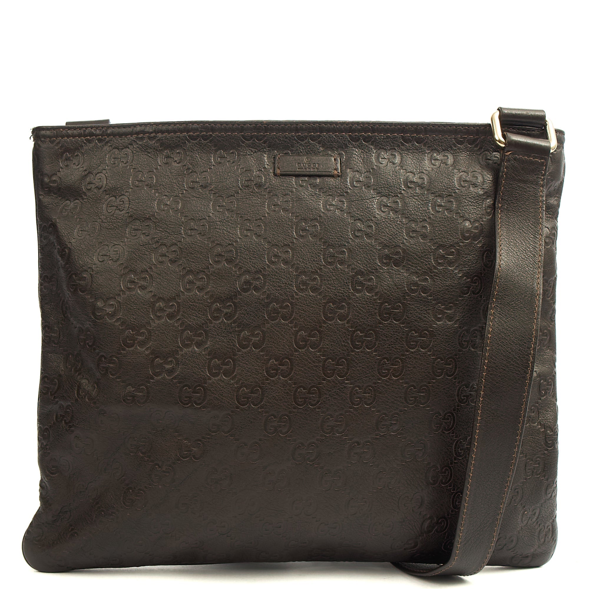 Gucci Cross Body Messenger in Brown, Leather — Front View