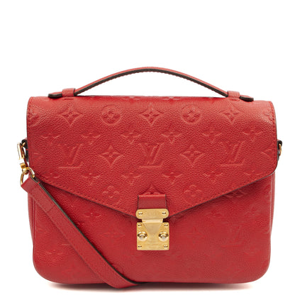 Louis Vuitton Cross Body Pochette Metis in Red, Empreinte Leather — Front View
