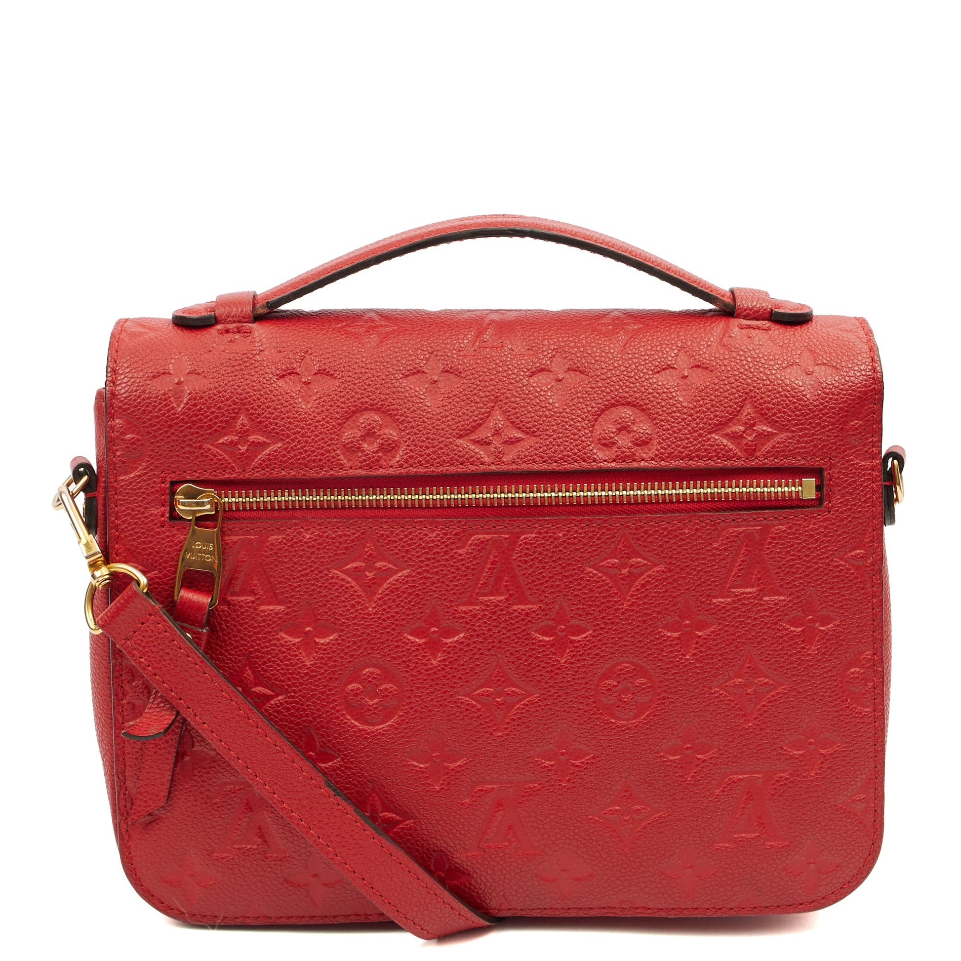 Louis Vuitton Cross Body Pochette Metis in Red, Empreinte Leather — Back View