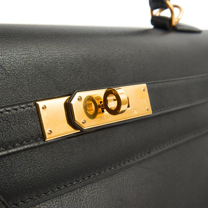 Hermes Kelly 32 in Black, Swift Leather — Alternate View 9