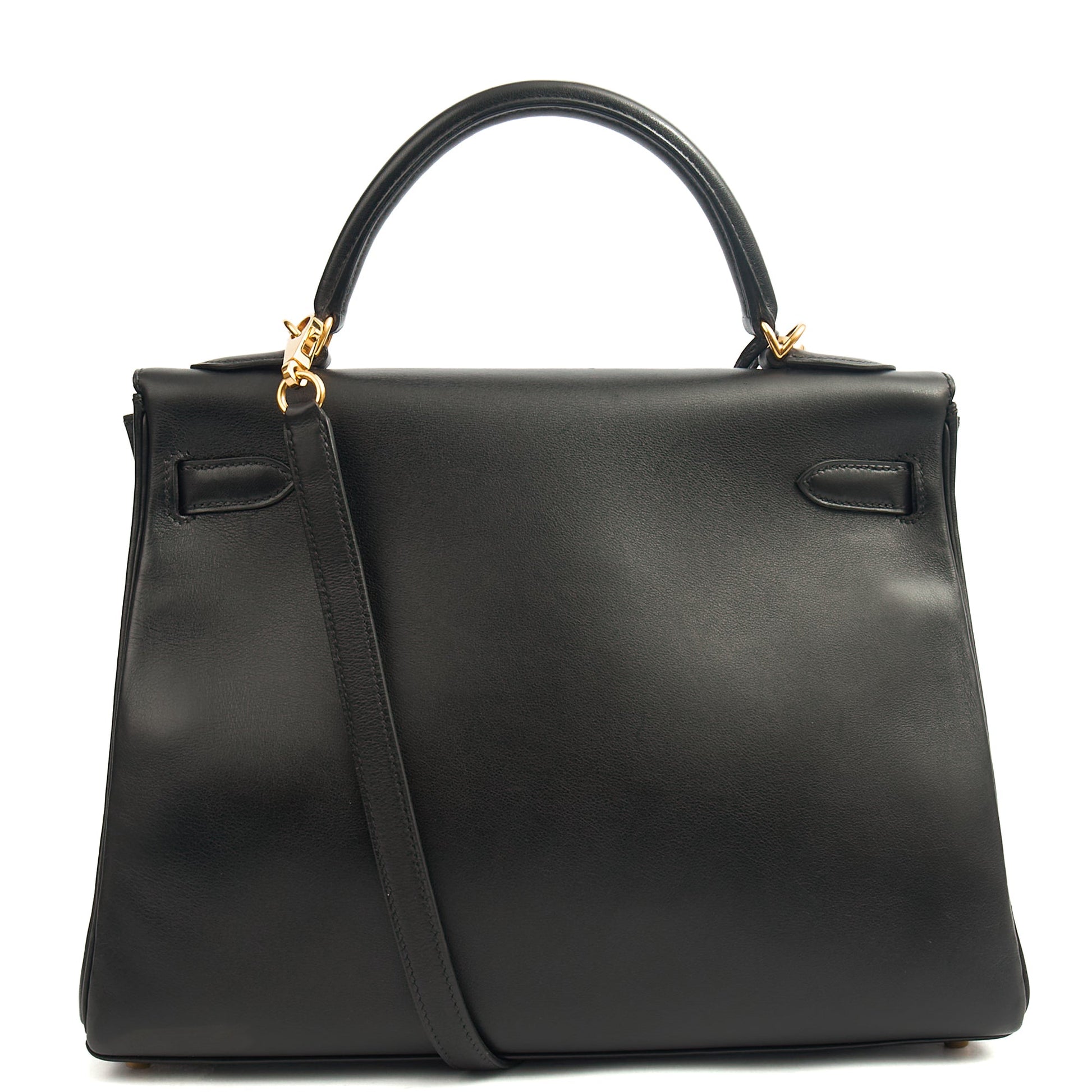Hermes Kelly 32 in Black, Swift Leather — Back View