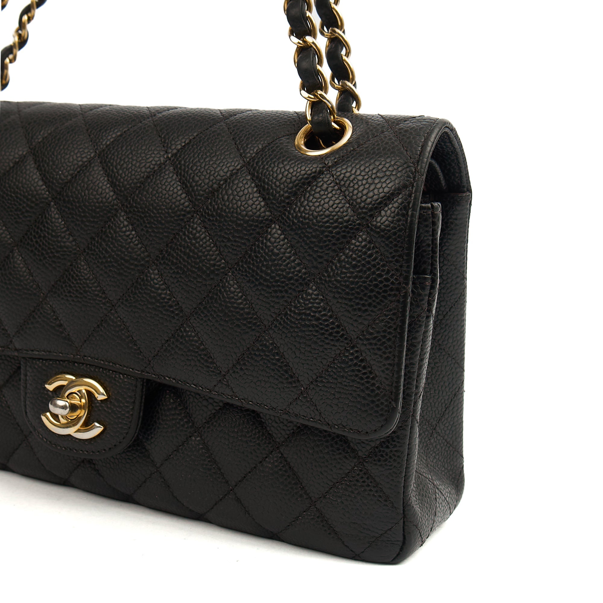 Chanel Shoulder Bag Classic Double Flap - Medium in Black, Caviar Leather — Alternate View 7