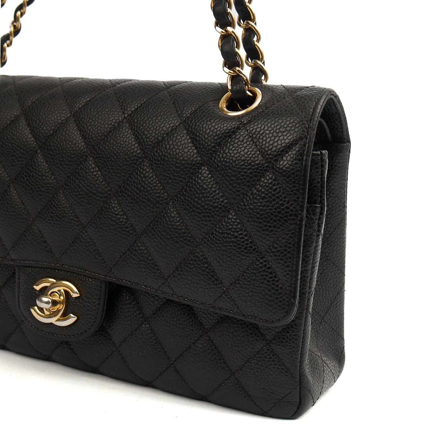 Chanel Shoulder Bag Classic Double Flap - Medium in Black, Caviar Leather — Alternate View 19
