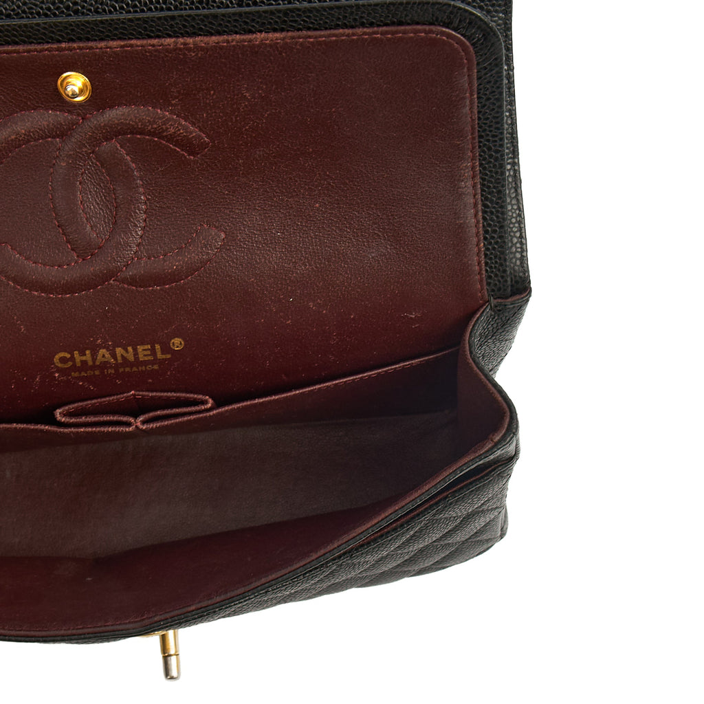 Chanel Shoulder Bag Classic Double Flap - Medium in Black, Caviar Leather — Alternate View 12