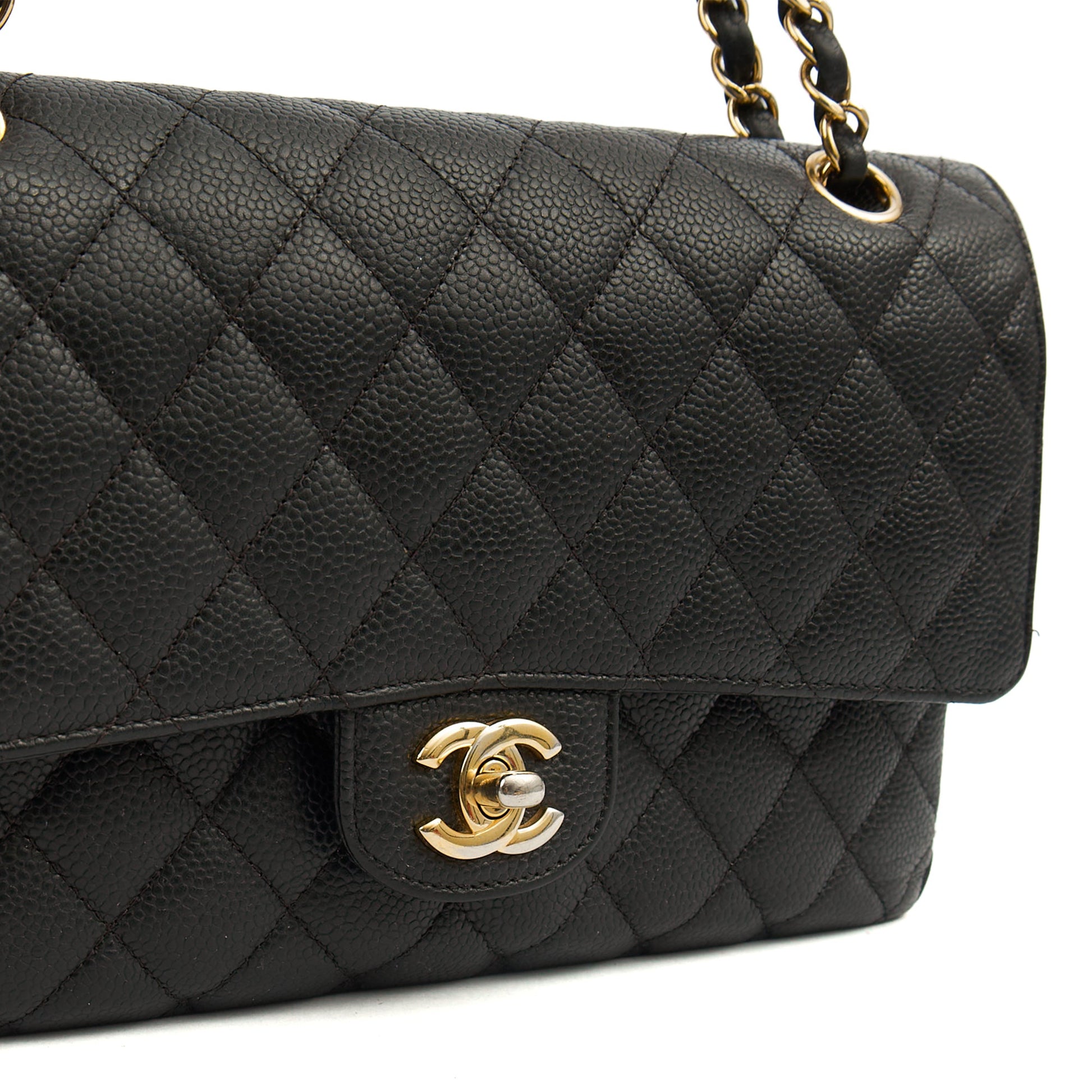 Chanel Shoulder Bag Classic Double Flap - Medium in Black, Caviar Leather — Alternate View 8