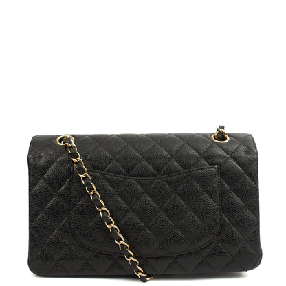 Chanel Shoulder Bag Classic Double Flap - Medium in Black, Caviar Leather — Top View