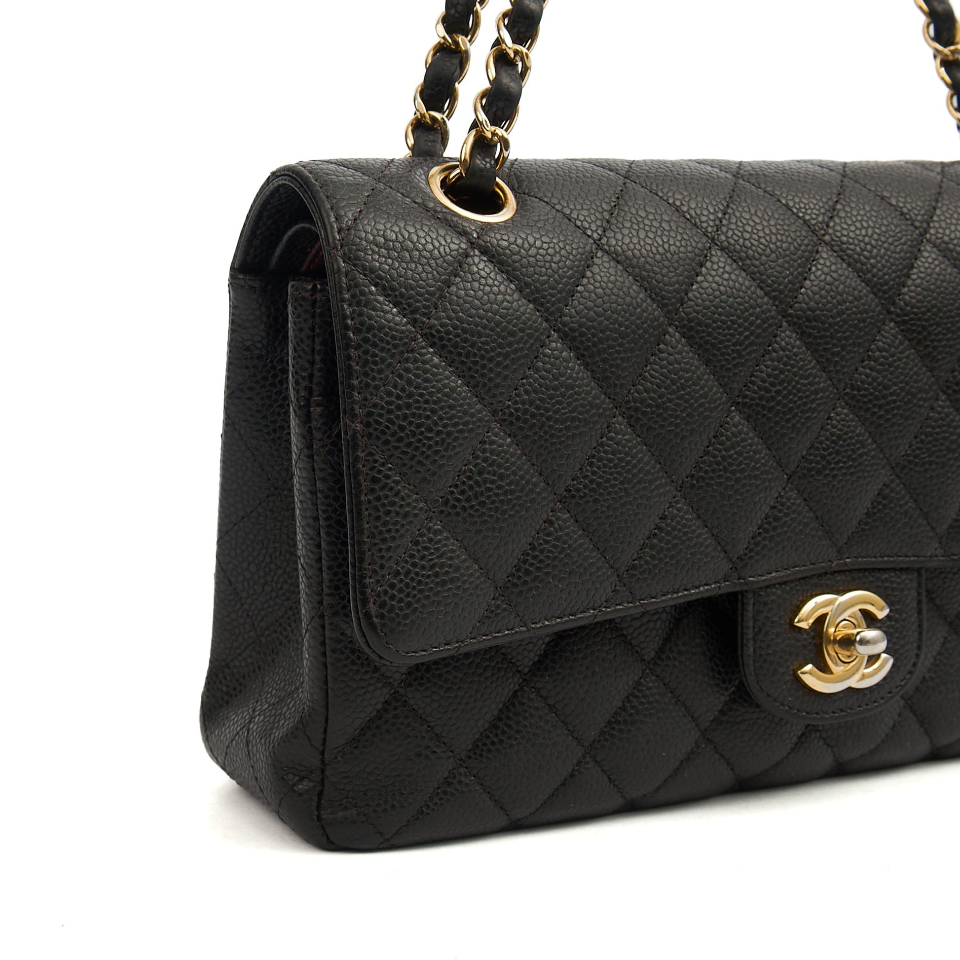 Chanel Shoulder Bag Classic Double Flap - Medium in Black, Caviar Leather — Alternate View 9