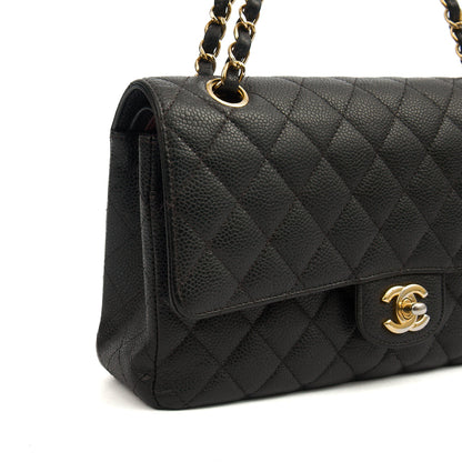 Chanel Shoulder Bag Classic Double Flap - Medium in Black, Caviar Leather — Alternate View 9