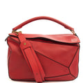 Loewe Cross Body Puzzle - Medium in Red, Leather — Front View