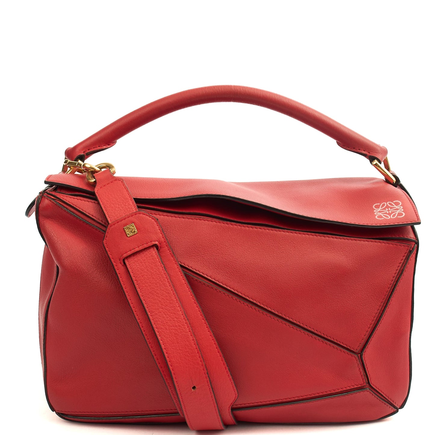 Loewe Cross Body Puzzle - Medium in Red, Leather — Front View