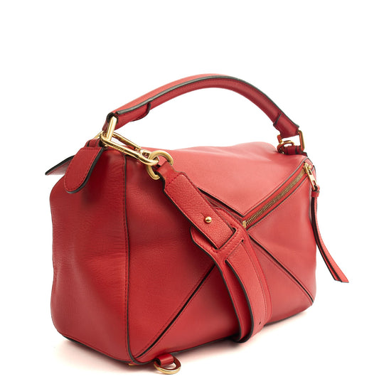 Loewe Cross Body Puzzle - Medium in Red, Leather — Side View