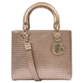 Christian Dior Shoulder Bag Lady Dior Medium in Metallic, Leather — Front View