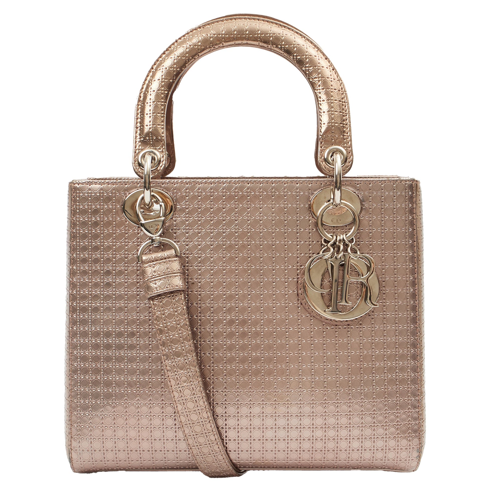 Christian Dior Shoulder Bag Lady Dior Medium in Metallic, Leather — Alternate View 13