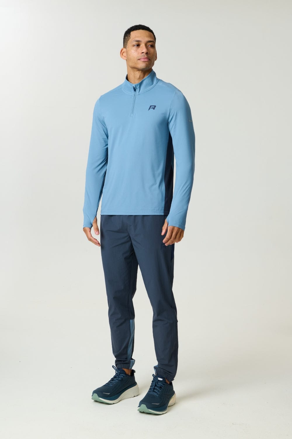 Reprimo Vortex Quarter Zip 'Dusty Blue Ink Blue' — XS — Top View