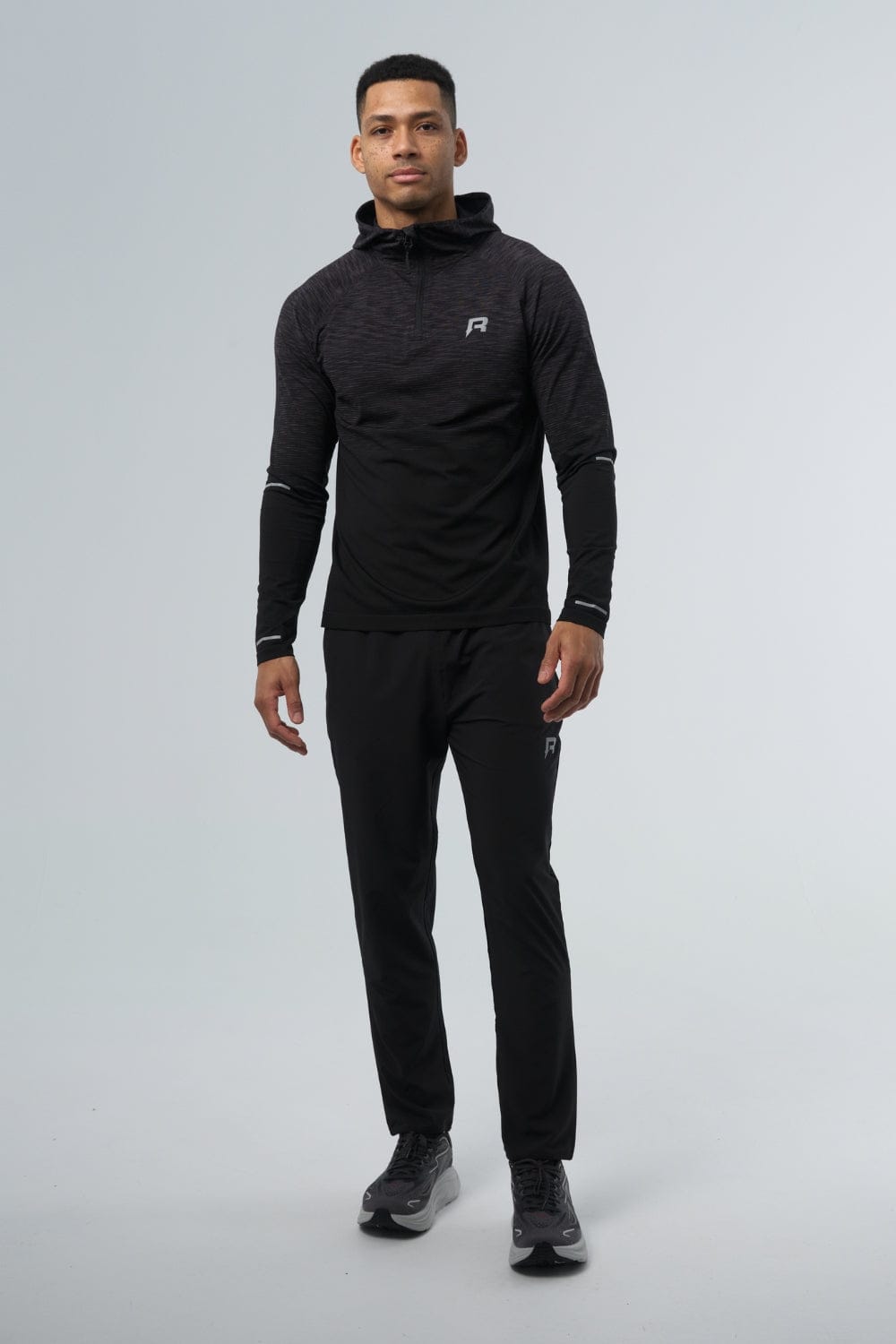 Reprimo Axis Half Zip Hoodie 'Black' — XS — Top View