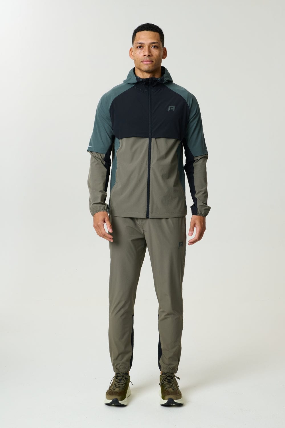 Reprimo Vortex Windbreaker Jacket 'Dark Moss Grey Velvet' — XXS — Top View