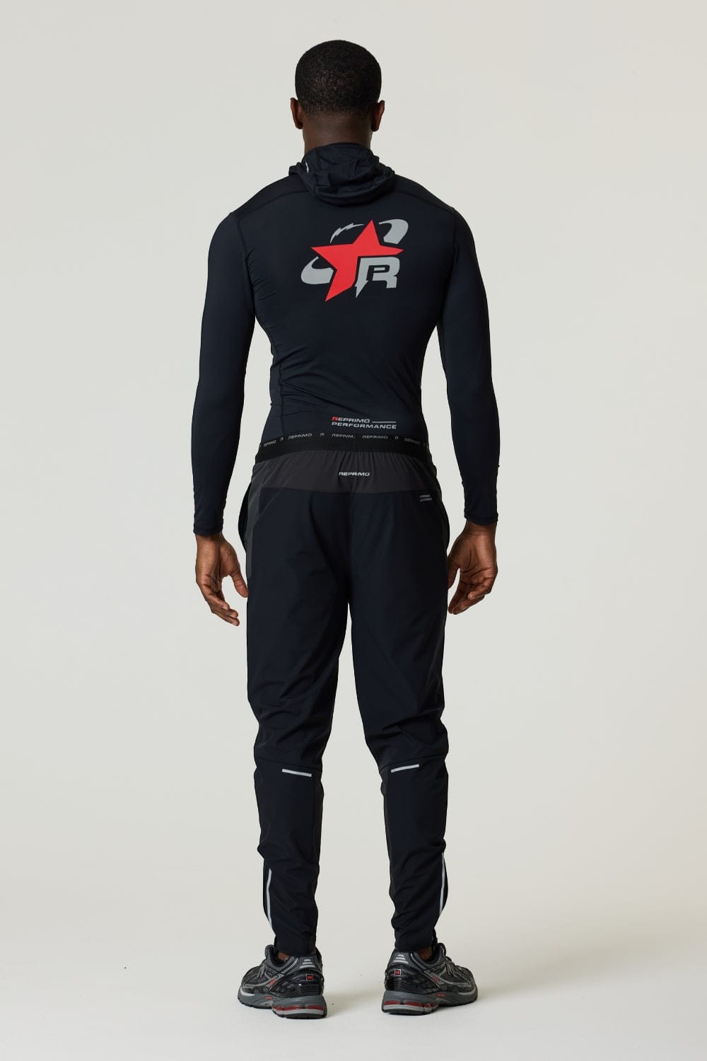 Reprimo RP Base-Layer Balaclava Hoodie 'Black Red' — XS — Top View