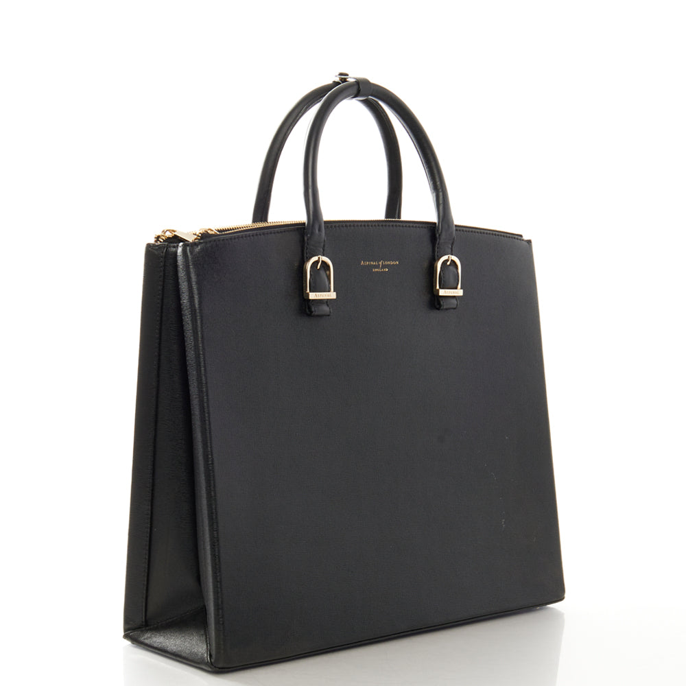 Aspinal of London Tote Editors Bag- Medium in Black, Leather — Alternate View 7