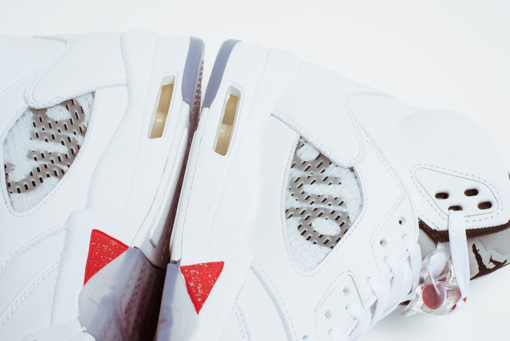 AIR JORDAN 5 RETRO SUPREME "SUPREME" WHITE — UK 3 | EU 35.5 | US 3.5 — Back View