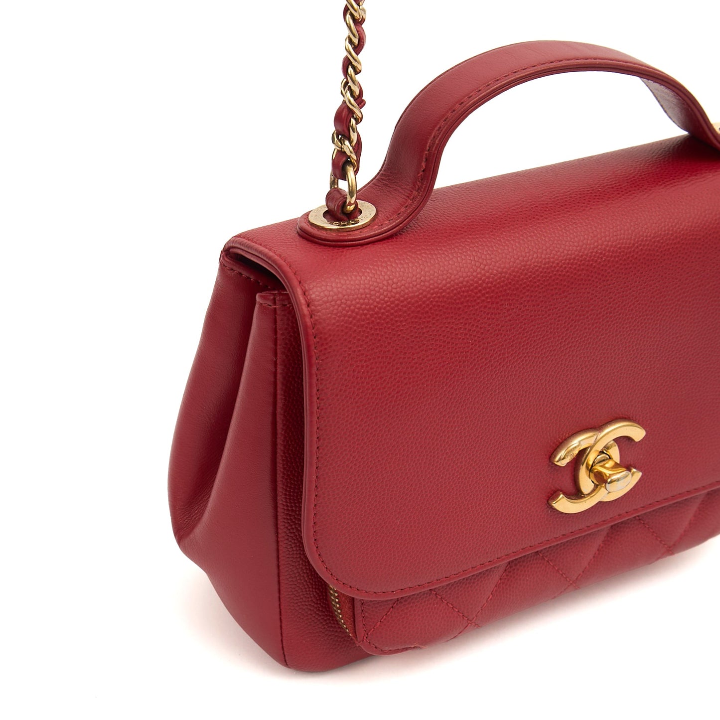 Chanel Top Handle Business Affinity Flap Bag in Red, Caviar Leather — Alternate View 19