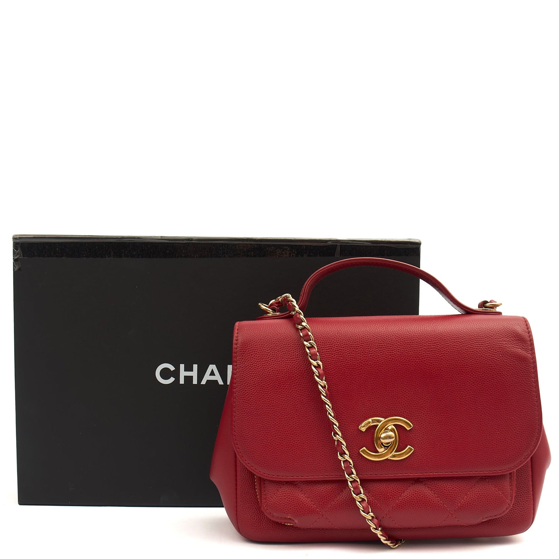 Chanel Top Handle Business Affinity Flap Bag in Red, Caviar Leather — Alternate View 26