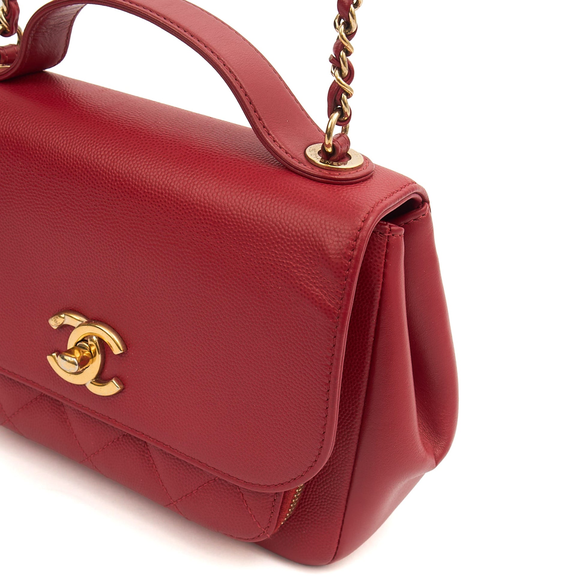 Chanel Top Handle Business Affinity Flap Bag in Red, Caviar Leather — Alternate View 30