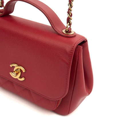 Chanel Top Handle Business Affinity Flap Bag in Red, Caviar Leather — Alternate View 30