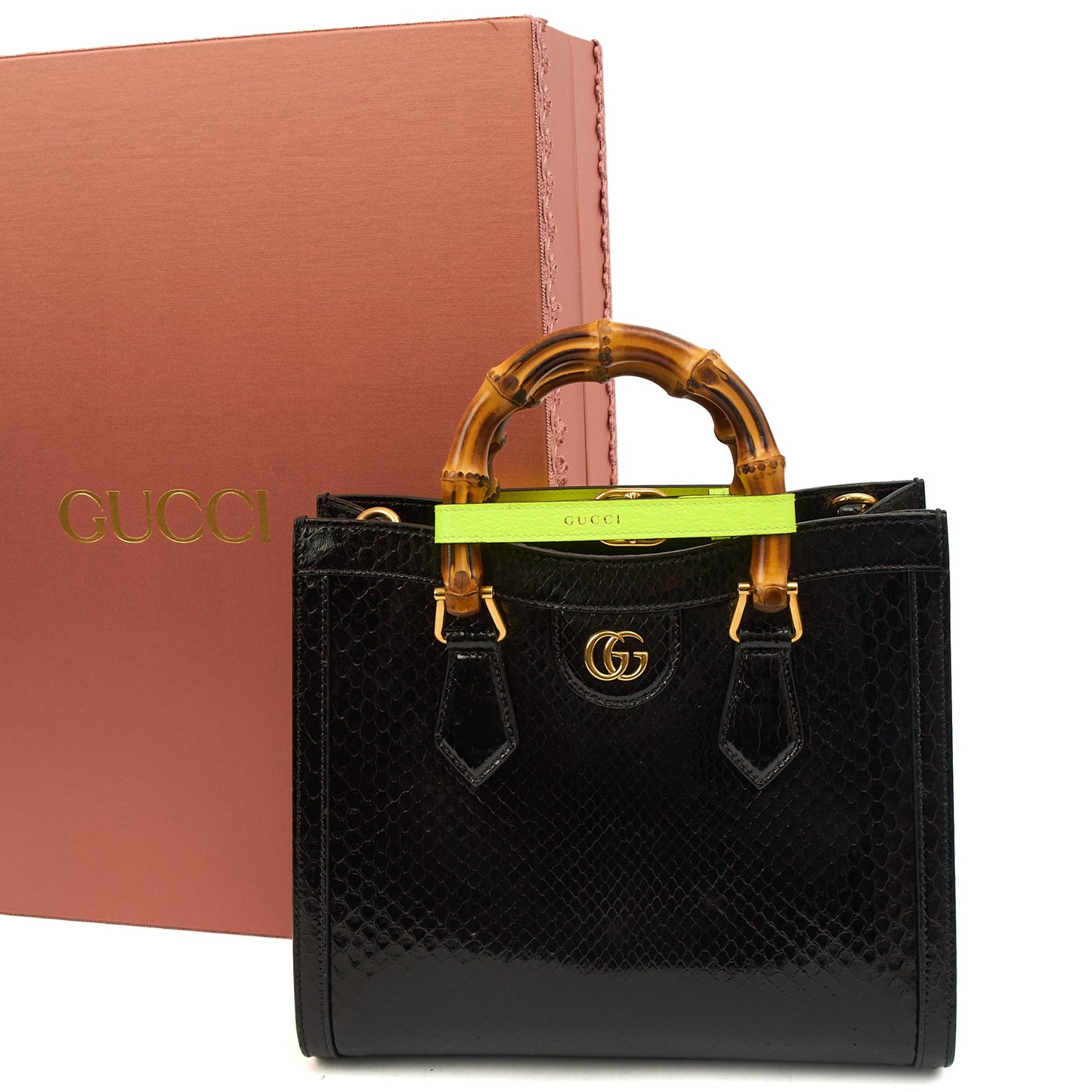 Gucci Tote Diana - Mini in Black, Python Leather — Lifestyle View