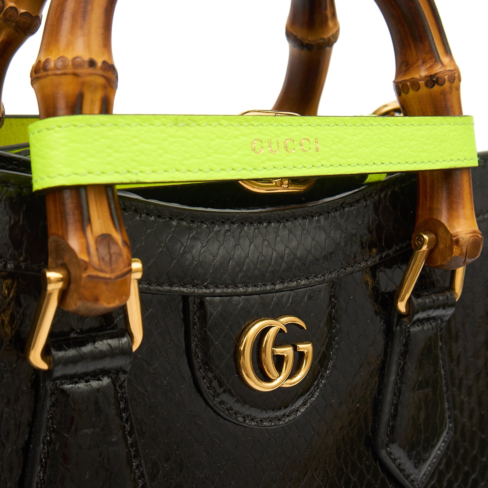 Gucci Tote Diana - Mini in Black, Python Leather — Detail View