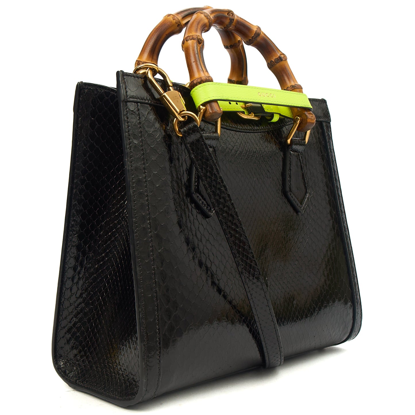 Gucci Tote Diana - Mini in Black, Python Leather — Side View