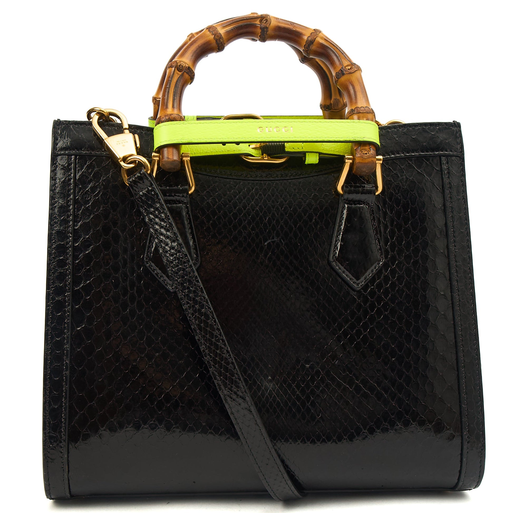 Gucci Tote Diana - Mini in Black, Python Leather — Back View