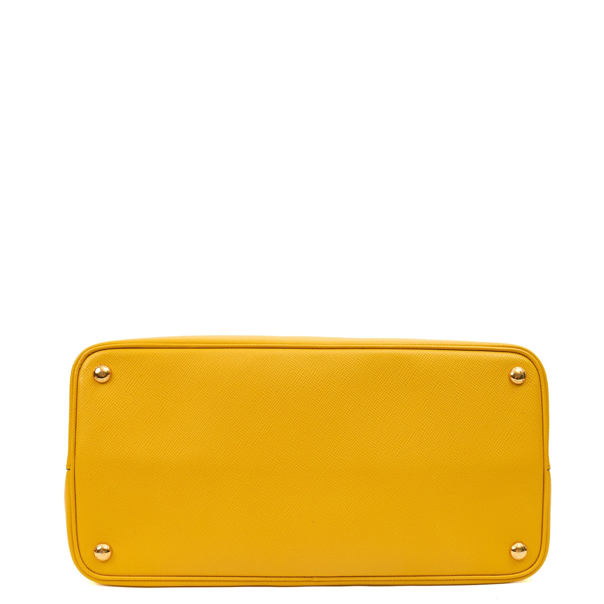 Prada Tote Cuir Double Bag in Yellow, Saffiano Leather — Detail View