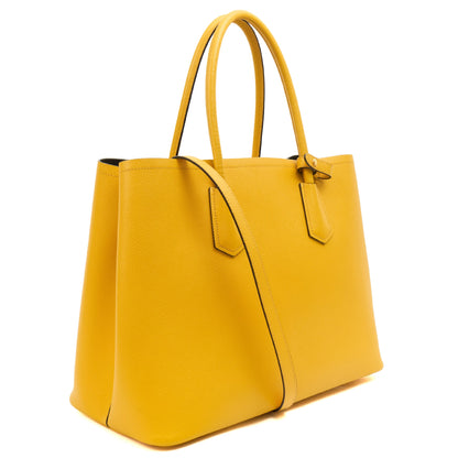 Prada Tote Cuir Double Bag in Yellow, Saffiano Leather — Alternate View 9