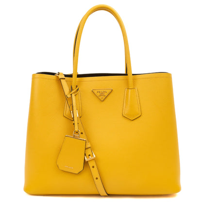 Prada Tote Cuir Double Bag in Yellow, Saffiano Leather — Alternate View 7