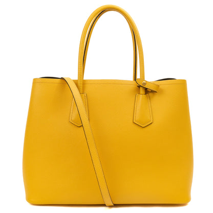 Prada Tote Cuir Double Bag in Yellow, Saffiano Leather — Alternate View 10