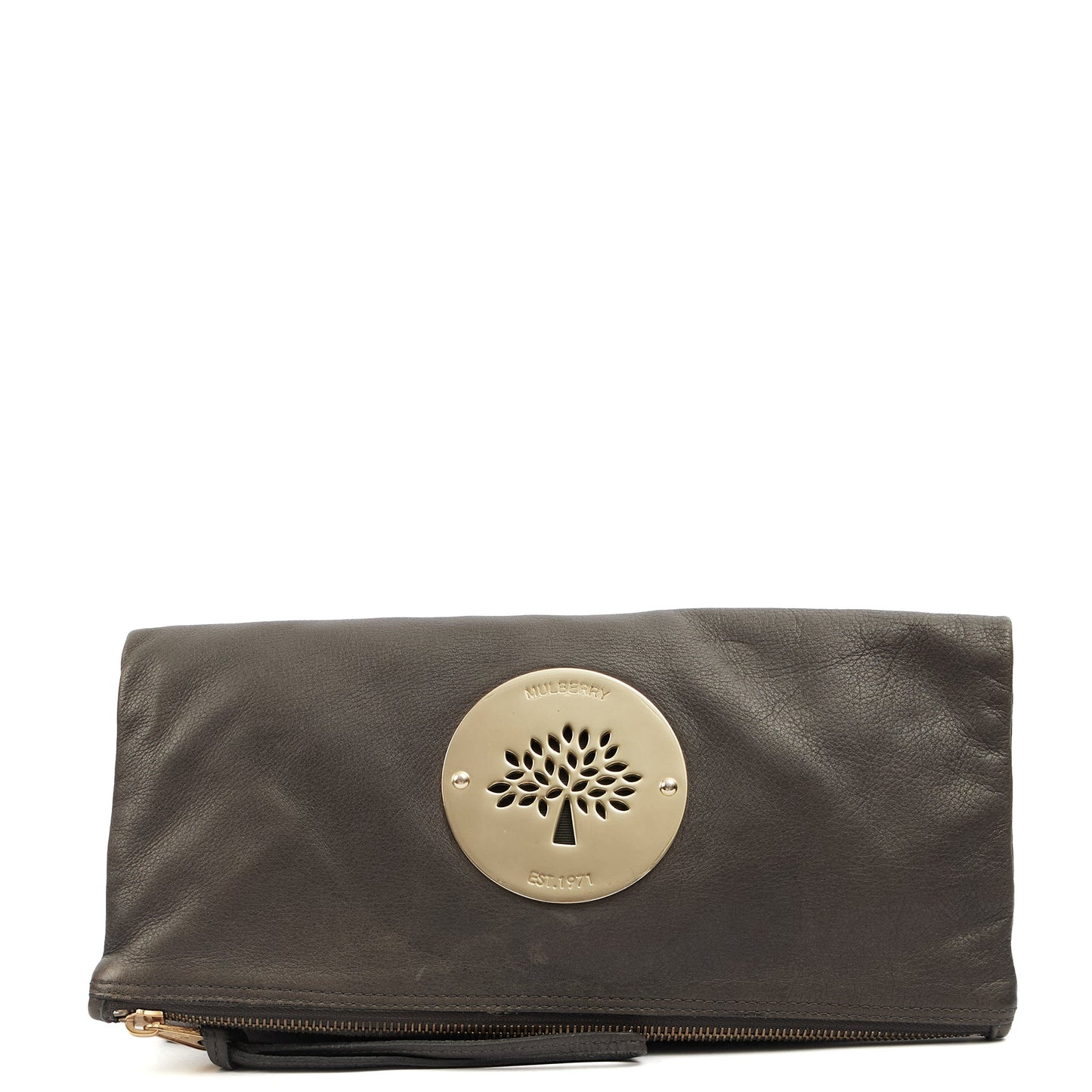 Mulberry Clutch Daria Clutch in Grey, Leather — Front View