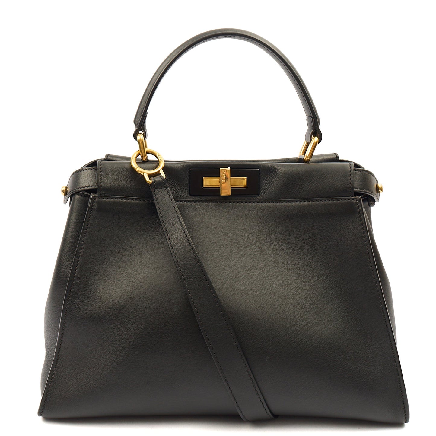 Fendi Top Handle Peekaboo Iconic - Medium in Black, Leather — Front View