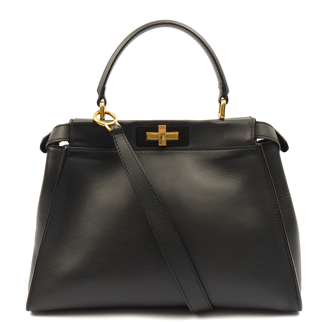 Fendi Top Handle Peekaboo Iconic - Medium in Black, Leather — Back View