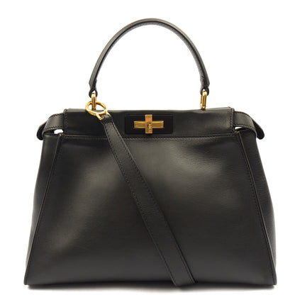 Fendi Top Handle Peekaboo Iconic - Medium in Black, Leather — Back View