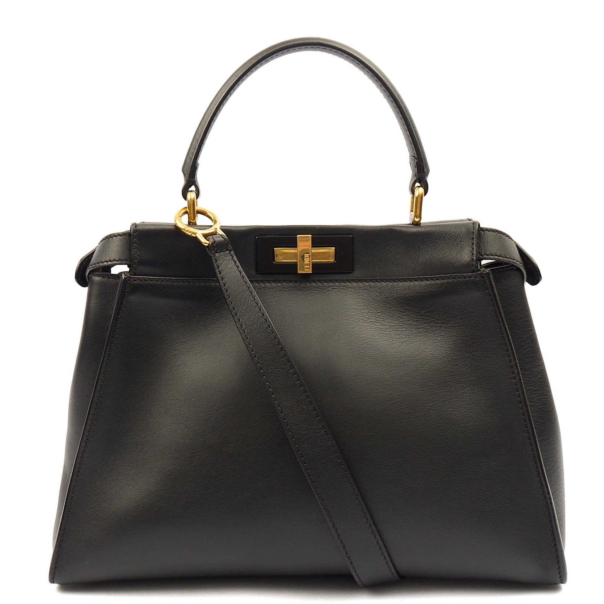 Fendi Top Handle Peekaboo Iconic - Medium in Black, Leather — Alternate View 9