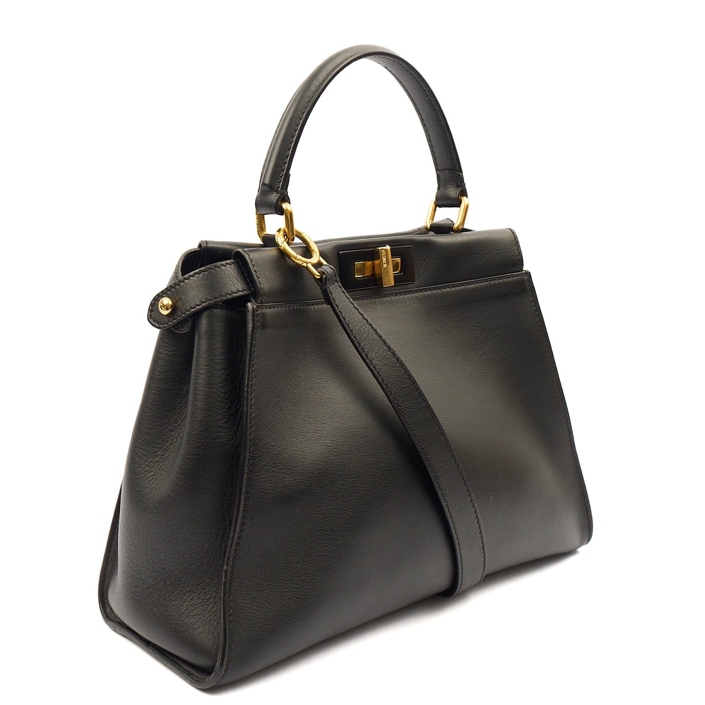 Fendi Top Handle Peekaboo Iconic - Medium in Black, Leather — Side View