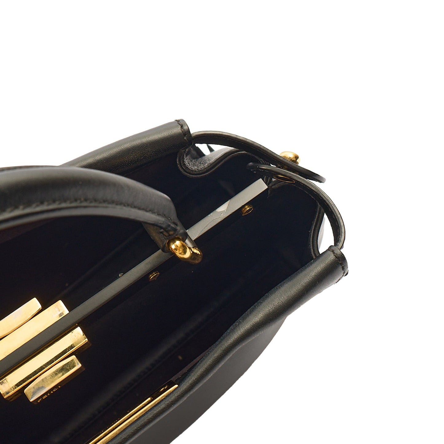 Fendi Top Handle Peekaboo Iconic - Medium in Black, Leather — Detail View