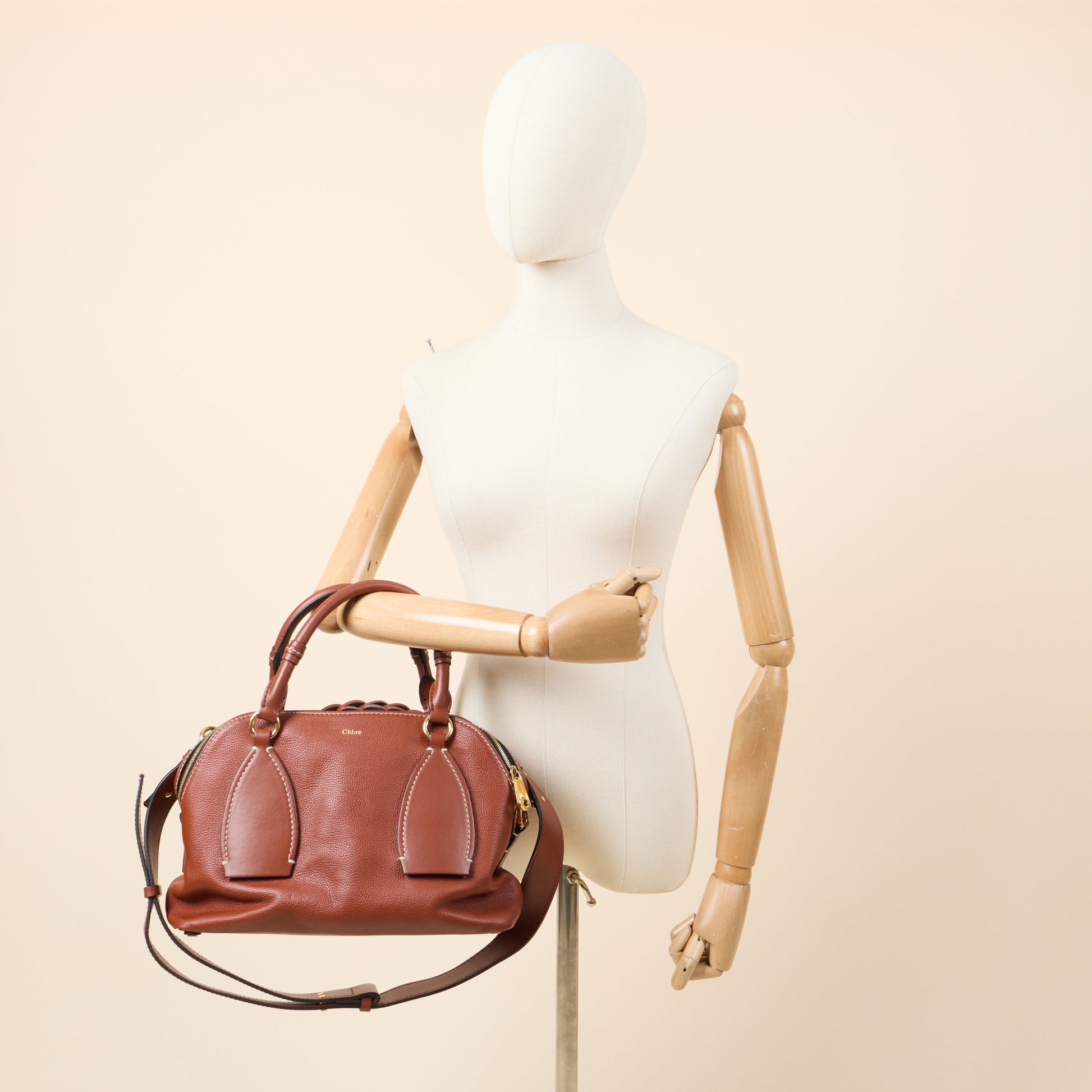 Chloe Tote Daria - Medium in Brown, Leather — Side View