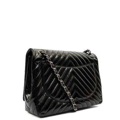 Chanel Shoulder Bag Chevron Flap Bag  in Black, Patent Leather — Alternate View 16