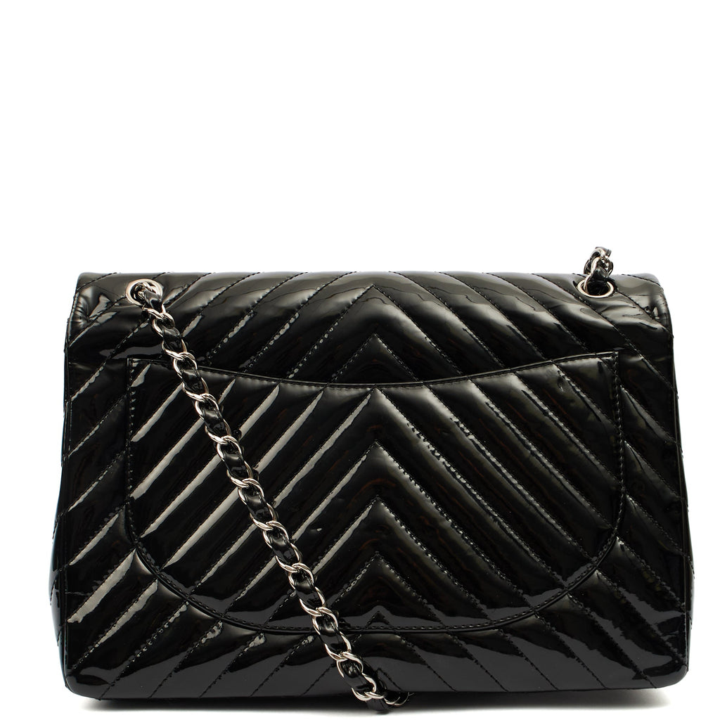 Chanel Shoulder Bag Chevron Flap Bag  in Black, Patent Leather — Alternate View 10
