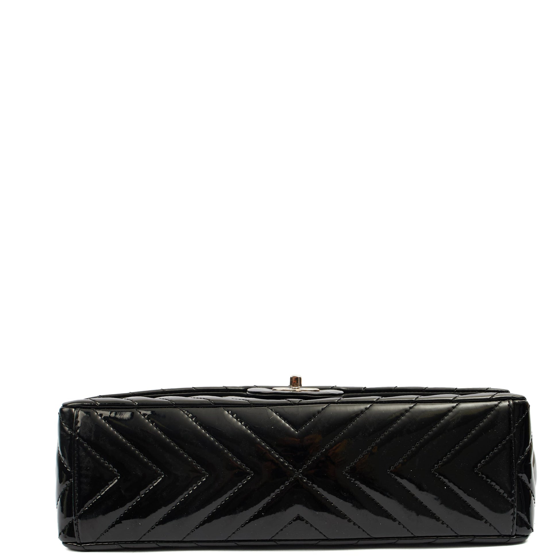 Chanel Shoulder Bag Chevron Flap Bag  in Black, Patent Leather — Alternate View 18