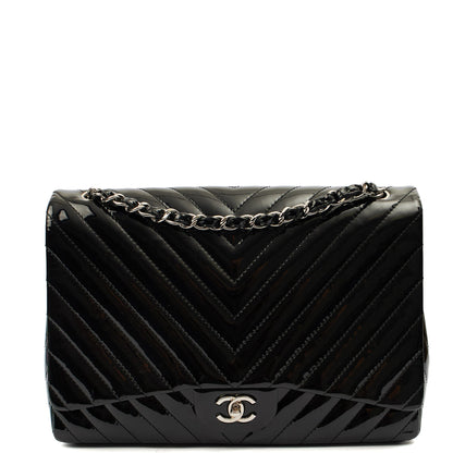 Chanel Shoulder Bag Chevron Flap Bag  in Black, Patent Leather — Alternate View 15